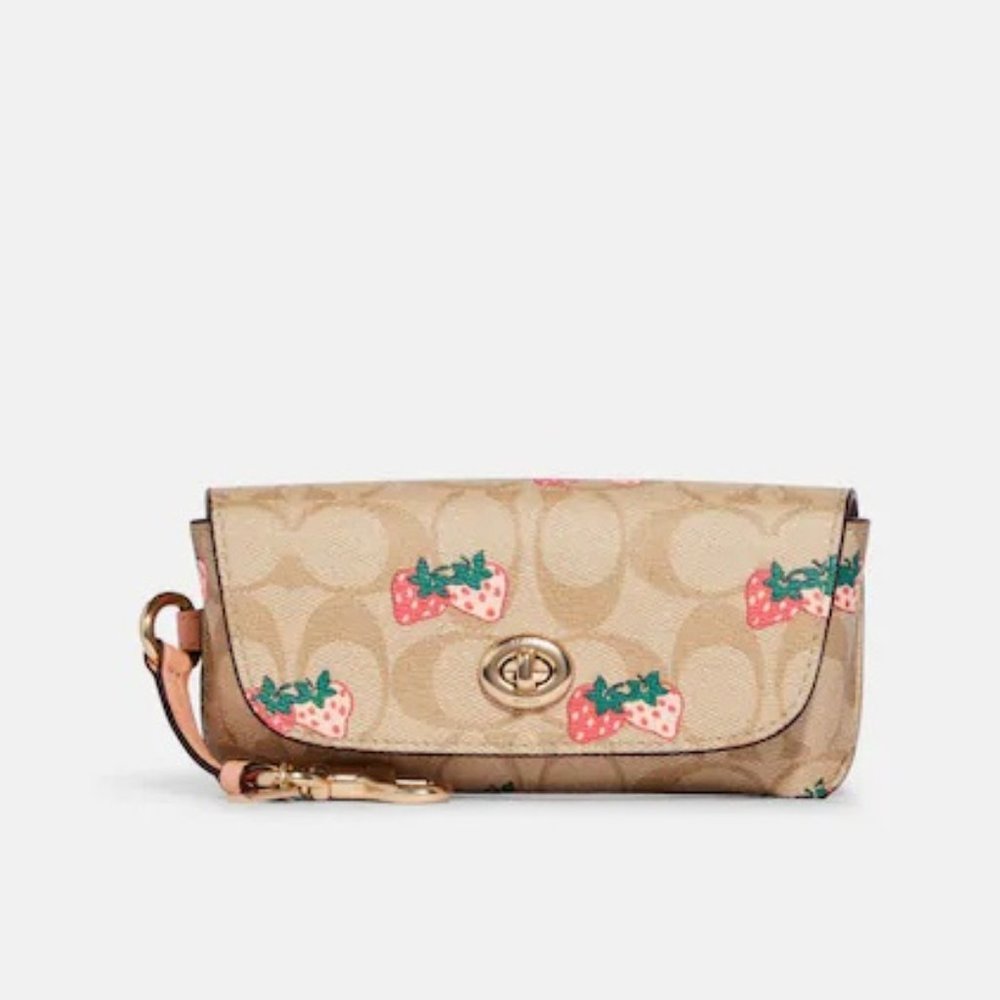 Sunglasses Case in Signature Canvas with Strawberry Print